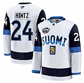 Men's Finland #24 Roope Hintz White 2025 4 Nations Face-Off Premium Stitched Jersey Dzhi,baseball caps,new era cap wholesale,wholesale hats